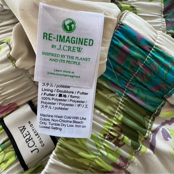 J CREW Collection Pull On Crop Pant in Ratti Leafy Floral Satin Flowy Size 0 - Picture 11 of 13